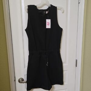 Black Sleeveless Drawstring Romper. Large. NWT